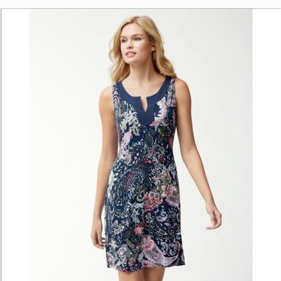 Tommy Bahama Dresses & Skirts - Tommy Bahama Paisley Promenade Tambour Dress Navy Blue Small TW616930 Pockets